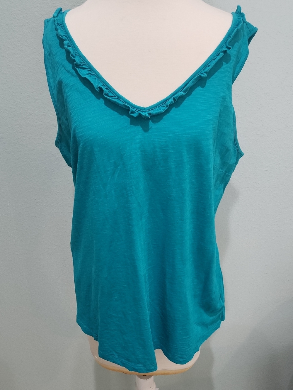Lilly Pulitzer Teal Ruffle V-Neck Tank